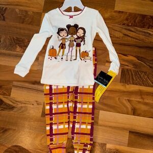 Cynthia Rowley Girls 2T‎ Fall Pajama Set Plaid Pumpkin Friends NWT sleepwear